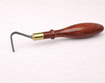 L-Shape Pottery Trimming Tool, Detail Ceramic Hook, Hardwood Handle