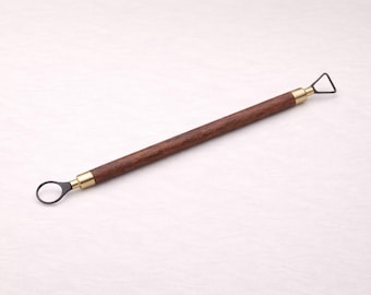 Double-Ended Pottery Trimming Tool, Tungsten Carbide Ceramic Clay Tool, Wood Handle