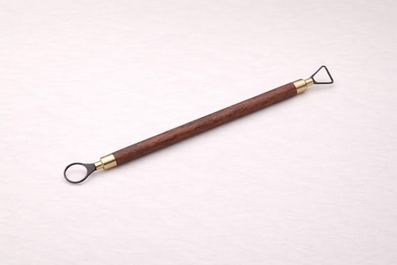 Double-Ended Pottery Trimming Tool, Tungsten Carbide Ceramic Clay Tool, Wood Handle