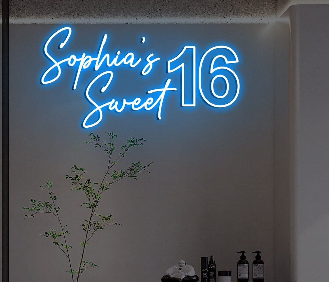 Sweet 16 Neon Sign Birthday Neon Sign Party Decor Custom Name - Etsy