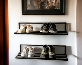 Wall Mounted Metal Shoe Rack, Modern Aesthetic Metal Furniture, Entryway Organization for Shoes, Housewarming Gift