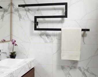 Modern Black Metal Wall Mounted Double Towel Rack