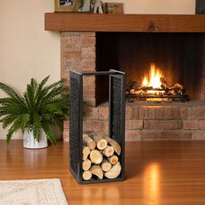 Suporte de metal para lenha, mini suporte para lenha artesanal, armazenamento de toras, decoração de casa de fazenda