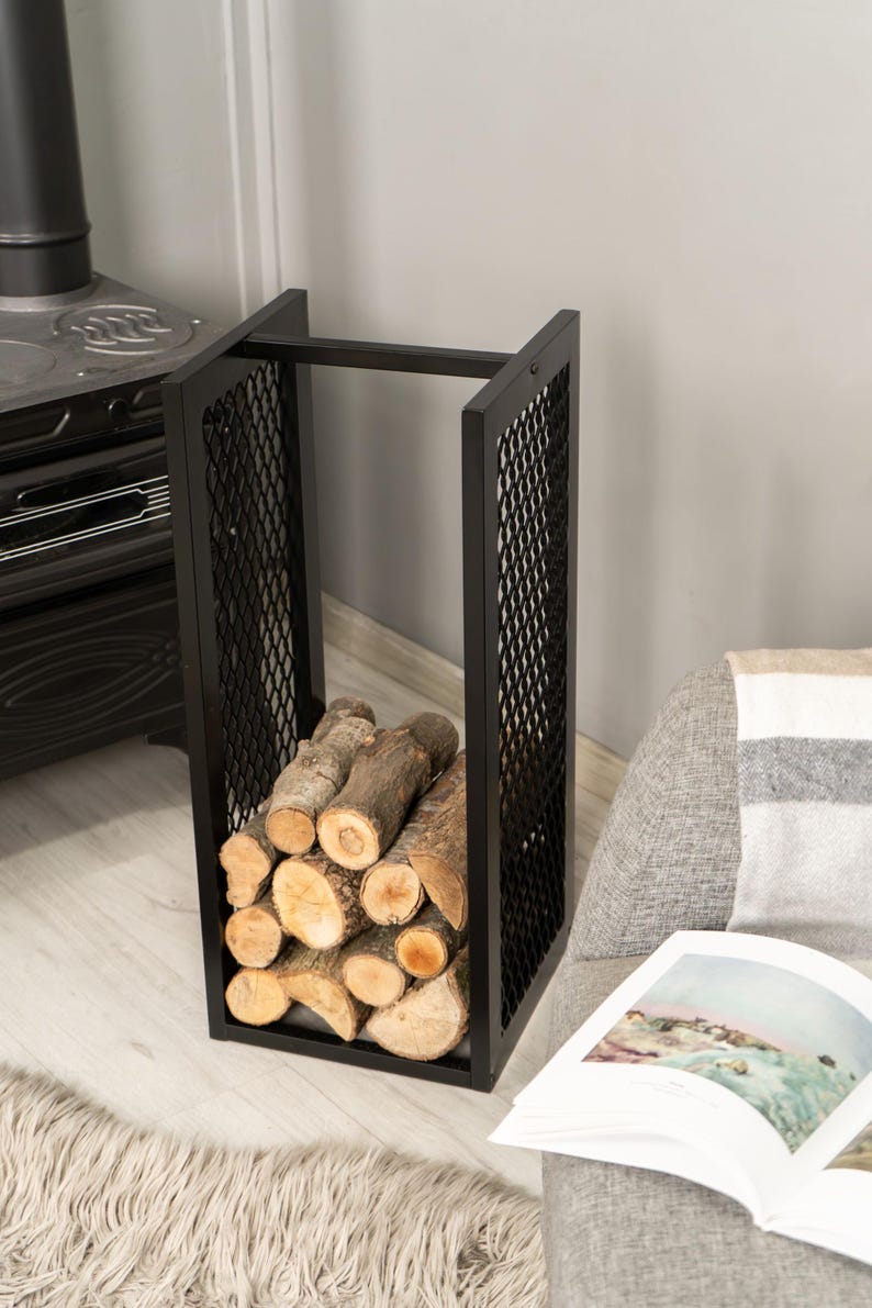 Min Wood Rack Metal Firewood Rack, Handcrafted Mini Firewood Holder, Log Storage ...