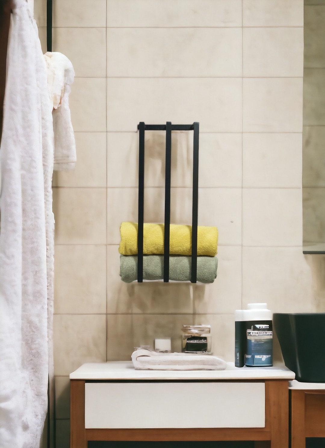 Metal Wall Mounted Towel Holder, Bathroom Aesthetics, Minimalist Towel ...