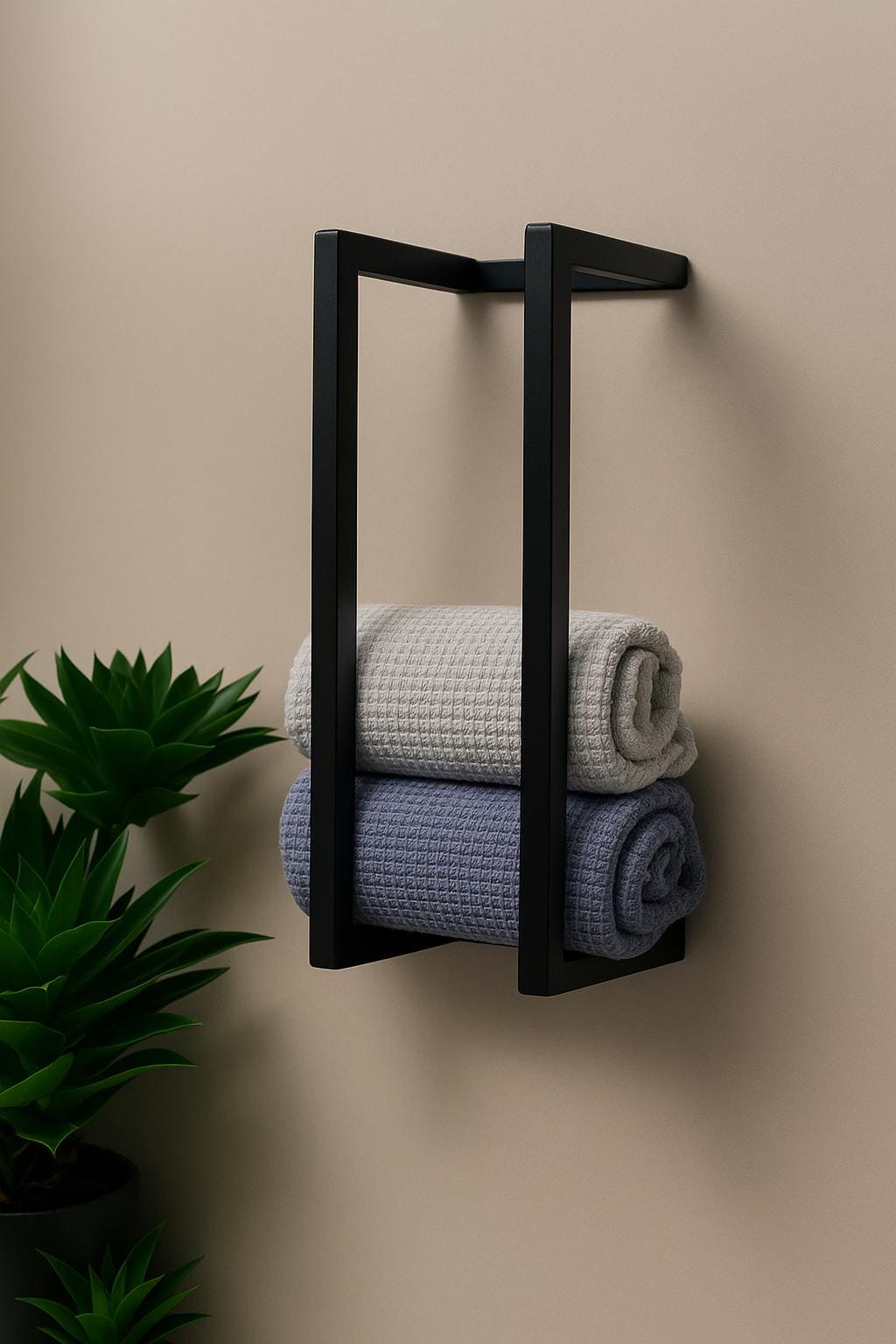 Minimalist Wall Mounted Towel Rack, Modern Metal Bathroom Storage for ...
