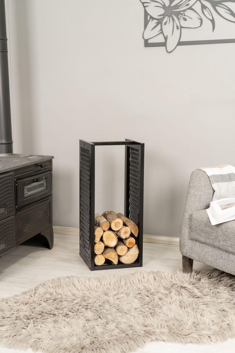 Min Wood Rack Metal Firewood Rack, Handcrafted Mini Firewood Holder, Log Storage ...