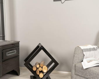 Modern Metal Firewood Rack, Geometric Log Holder