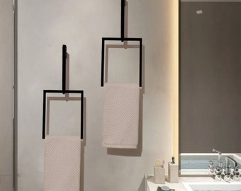 Square Towel Holder For Bathroom, Vertical Towel Rack, Hand Towel Hanger Ring for Master Bathroom&Kitchen, Housewarming Gift