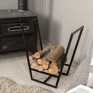 V-Shaped Iron Firewood Rack, Indoor/Outdoor Log Holder