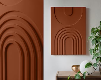 RELIEF - 3d art  / abstract minimalist BAUHAUS wall decor / terracotta - warm autumn color pallette