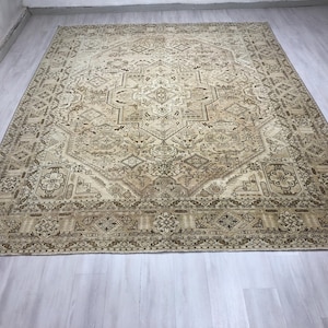 10x13 Rug,10x13 Turkish Rug,10x13 Oushak Rug,10x13 Turkey Rug,10x13 Vintage Rug,Oversize Turkish Rug,Neutral Rug,Wool Handmade Rug,Antique