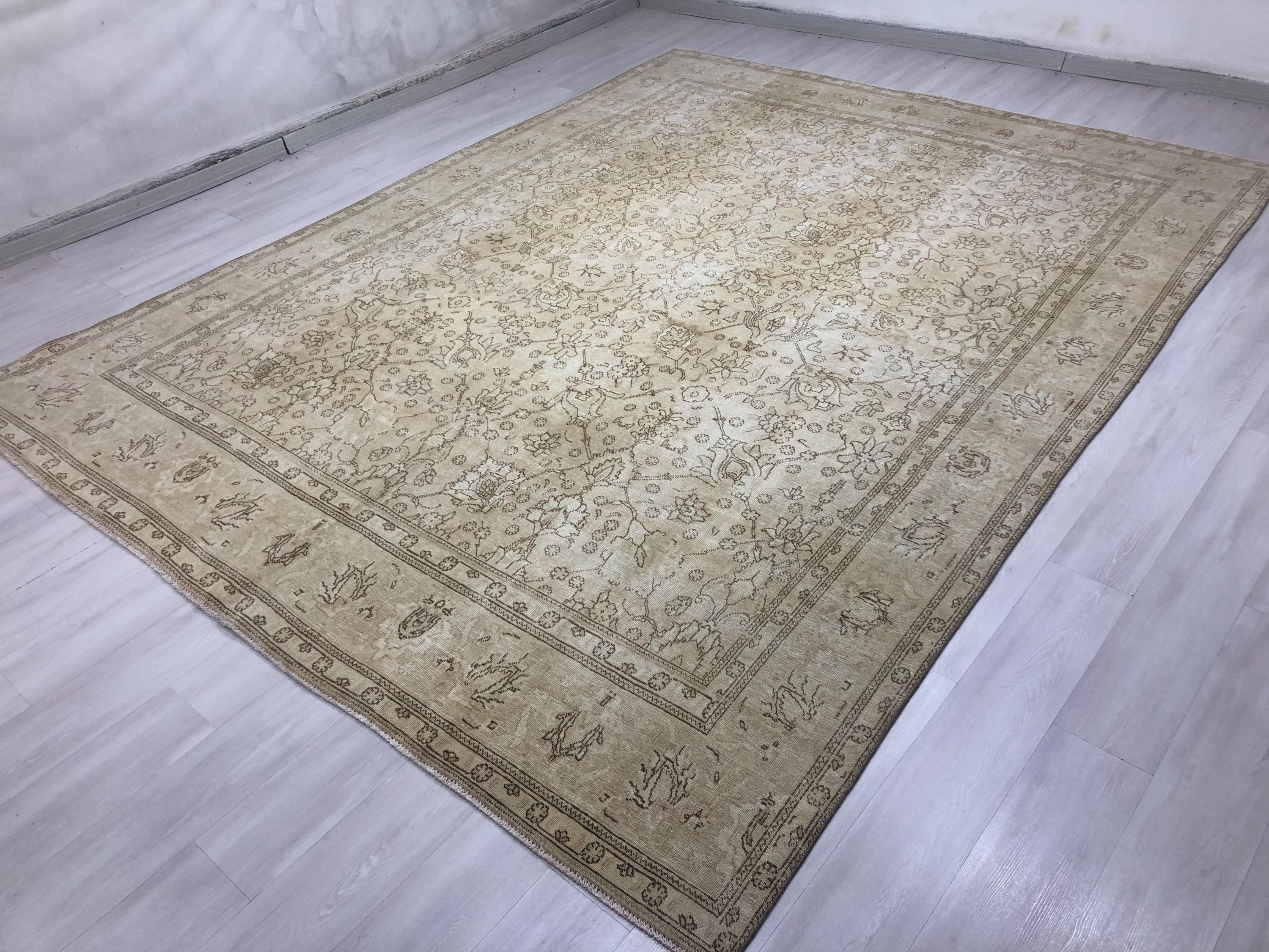 10x13 Area Rug,Large Turkish Rug,Anatolian Rug,10x13 Oushak Rug,Vintage Turkish Rug,10x13 Turkey Rug,Muted Rug,Neutral Rug,Faded Rug,10x13