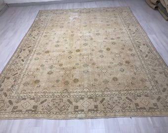10x12,Oversize Vintage Rug,Oushak Rug,10x12 Rug,Area Rug,Large Rug,10x12 Area Rug,Handwoven Rug,,Anatolian Rug,10x12 Turkish Rug,Wool Rug