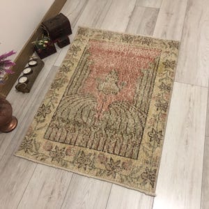 2x3 Small Rug,Handmade Rug,Boho Rug,2x3 Bath Rug,Rug,Hand-knotted Rug,Vintage Door Mat,Turkish Bathroom Rug,2x3 Rug,Wool Rug,Small Rug,