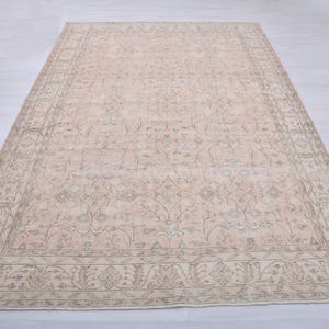 7x10 Rug,Pale Pink Rug,Oversize Turkish Rug,Vintage Rug 7x10,7x10 Oushak Rug,Living Room Rug,Bedroom Rug,7x10 Wool Rug,Anatolian Rug,Antique