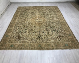 10x12,Oversize Turkish Rug,Oversize Oushak Rug,10x12 Rug,Large Vintage Rug,Anatolian Rug,10x12 Wool Rug,Antique Rug,10x12 Soft Rug,Beige Rug