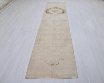 3x12 Runner Rug,Turkish Runner Rug,3x12 Runner,3x12 Hallway Rug,Wool Rug,Vintage Runner Rug,Oushak Runner Rug,Anatolian Runner,Neutral Rug