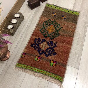 Alfombra de puerta, alfombra turca pequeña, alfombra oushak pequeña, alfombra pequeña, alfombra pequeña vintage, alfombra boho, alfombra de puerta vintage, alfombra de lana, alfombra de baño, alfombra