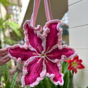 Crocheted lily flower bag
