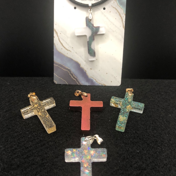 Handmade Resin Christian Cross Pendant Necklaces, Fun Cross Pendants, Elegant Cross Pendants, Unique Unisex Cross Pendants, Friendship Gifts