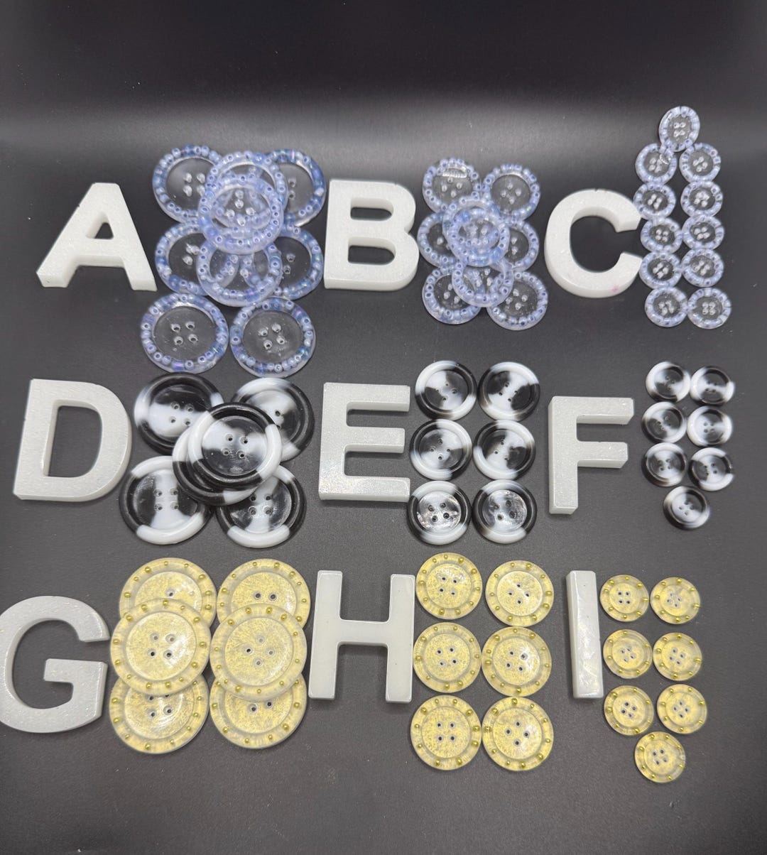 Subtle Filled Buttons Handmade Resin 30/22/16mm Black/white Buttons, Bead Filled Buttons ...