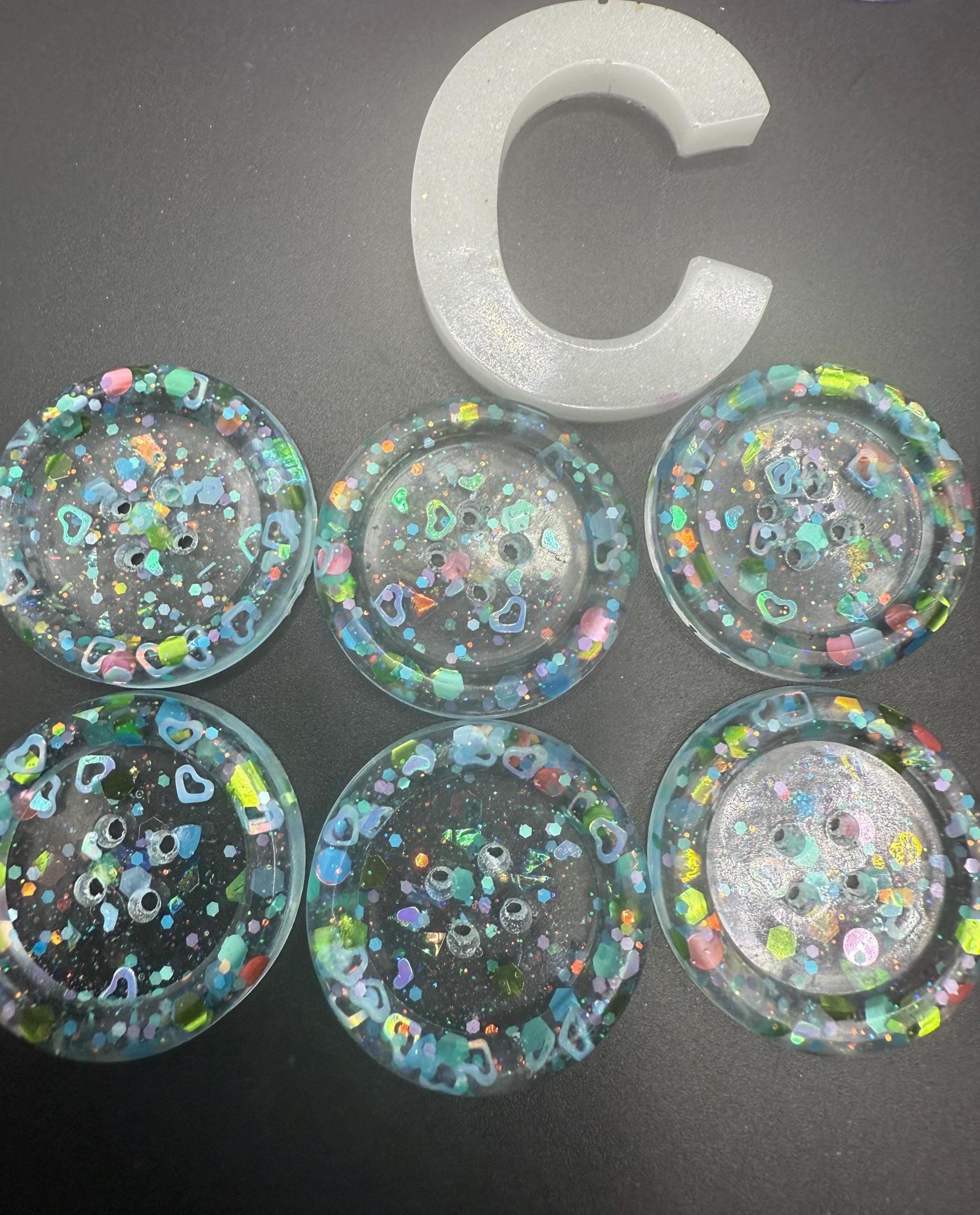 Subtle Filled Buttons Handmade Resin 30mm Buttons, Sets of 6 Large Glitter Filled Buttons ...