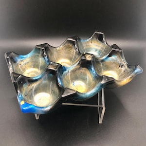 Blue/Silver/Black/Gold 6 Slot Egg Carton, Housewarming Gift Under 20, Unique Kitchen Wares, Unique Egg Storage, Beautiful Half Egg Carton