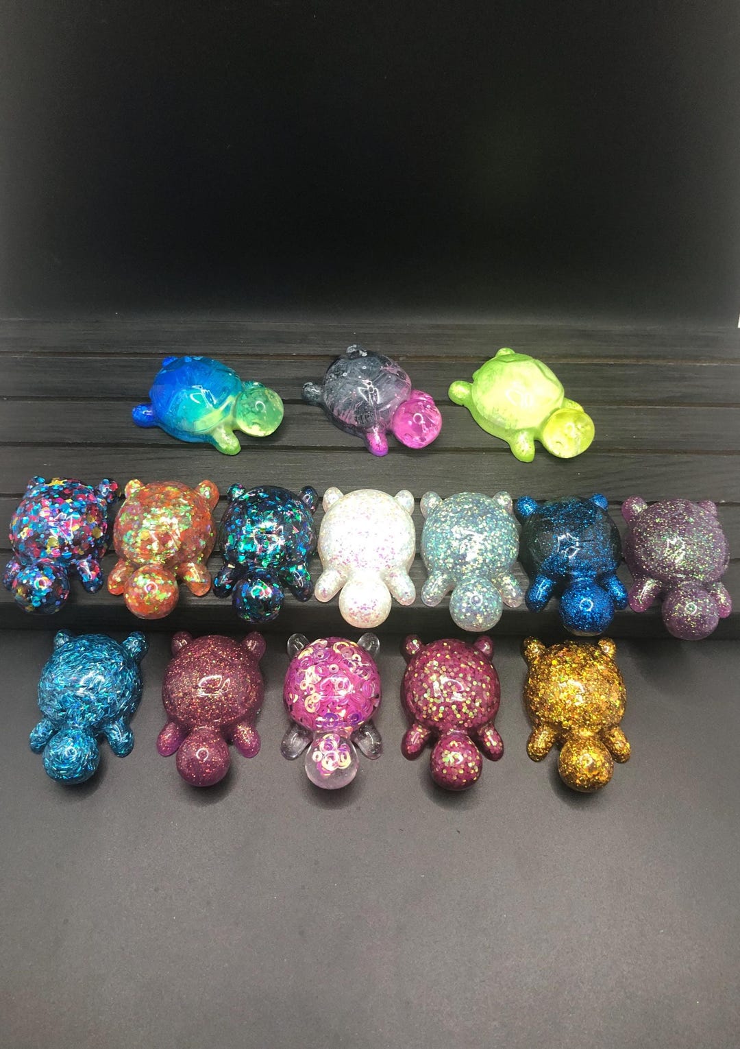 Sets of 3 Mini Turtles, Unique 2 Inch Mini Turtles of Various Colors ...