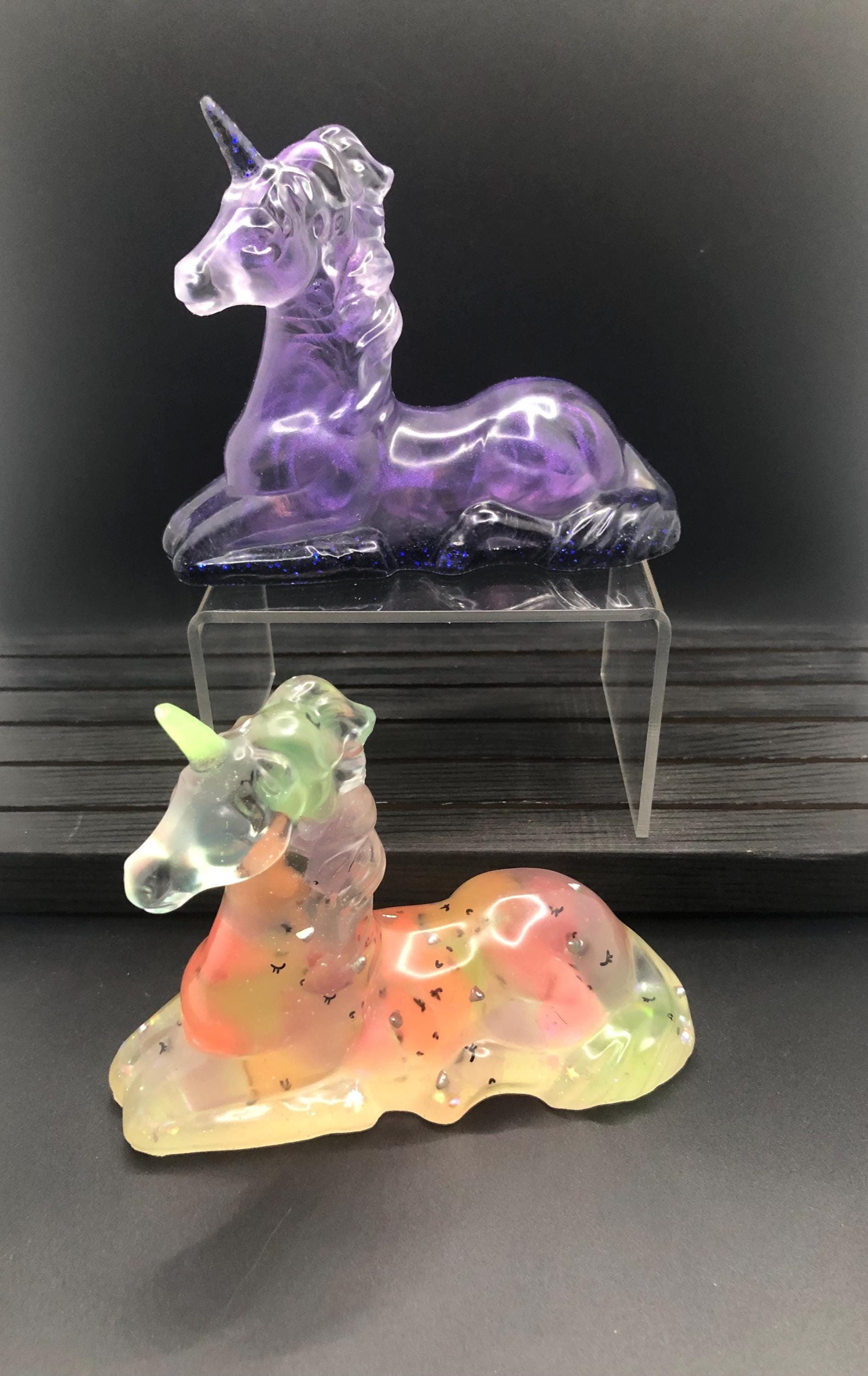 Figuras de unicornio únicas, unicornio con mini unicornios que brillan en la oscuridad, unicornio morado/negro, colecciones de unicornios, unicornio que brilla en la oscuridad