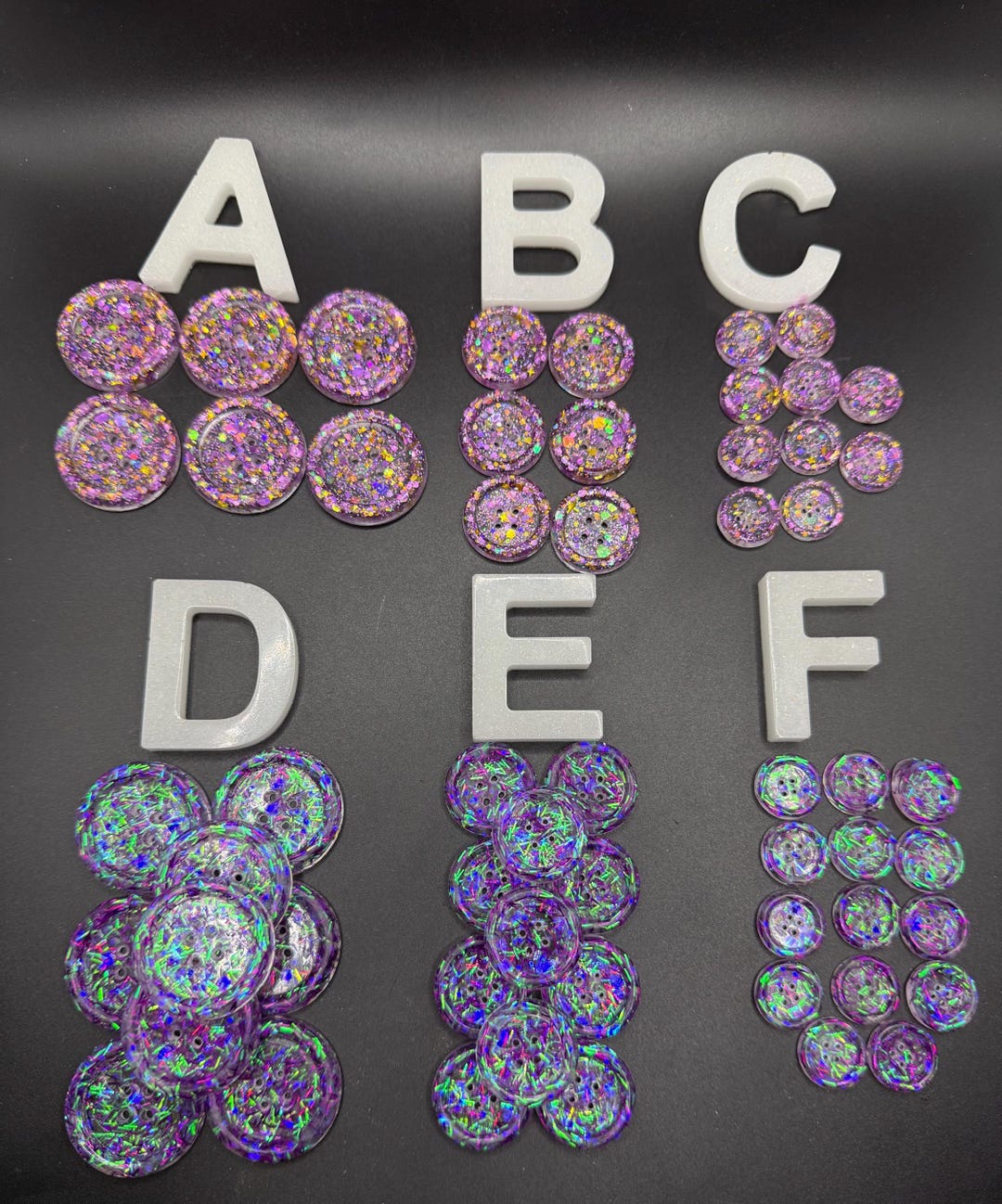 Subtle Filled Buttons Handmade Resin 30/22/16mm Buttons, Sets of Glitter Filled Buttons ...