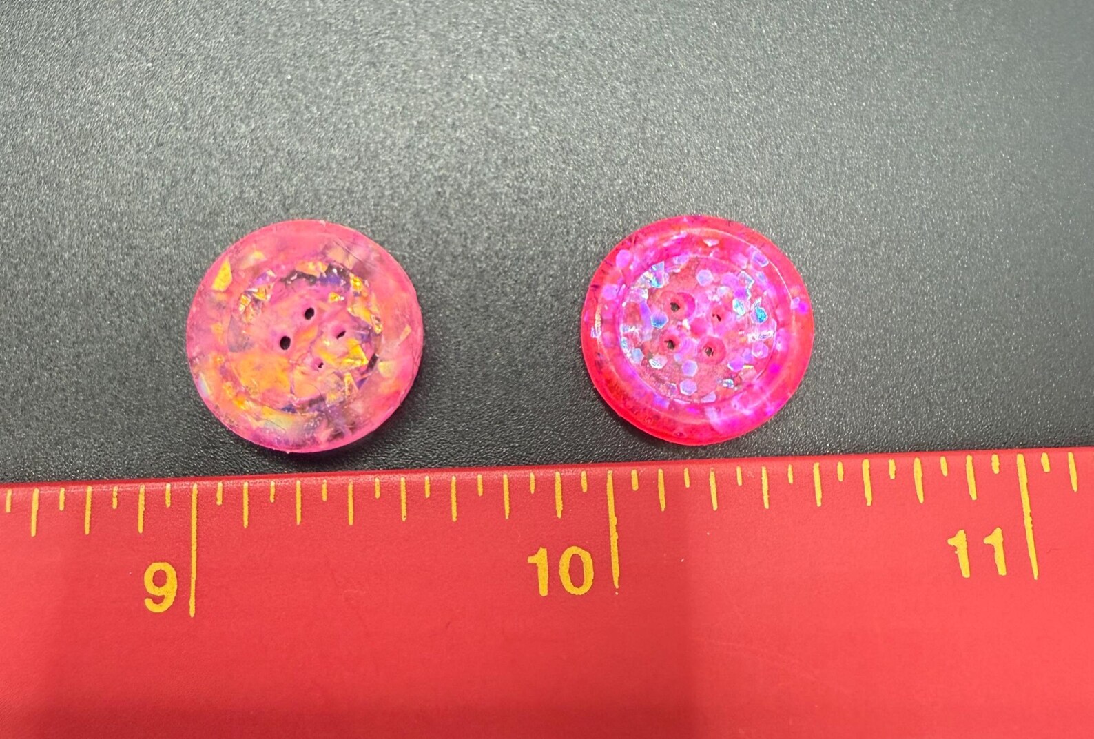 Subtle Filled Buttons Handmade Resin 30/22/16mm Pink Buttons, Sets of 6/7 Glitter Filled ...