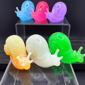 Glow In The Dark Resin Made Mini Snails, Unique Glow In Dark Mini Snail Figurines, Single Color Glowing Snail Figurines Under 20, Mini Snail