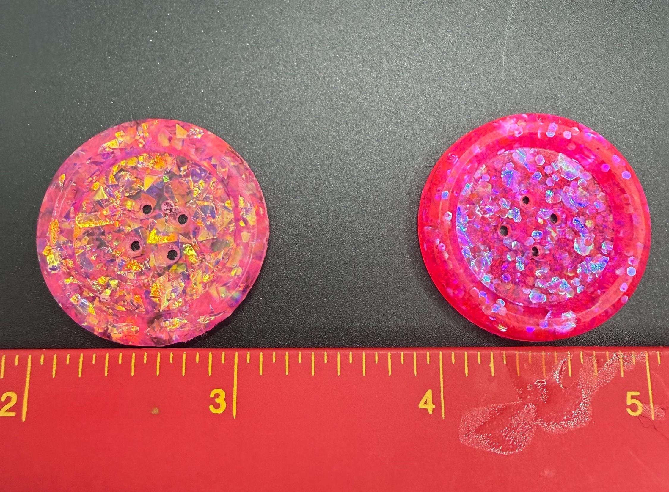 Subtle Filled Buttons Handmade Resin 30/22/16mm Pink Buttons, Sets of 6/7 Glitter Filled ...