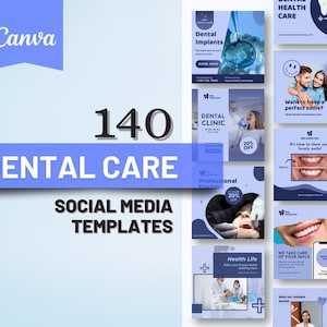 140 Dentist Social media templates | Dental Clinic Social Media | Dentist content | Canva templates for Dentist | Social Media Templates