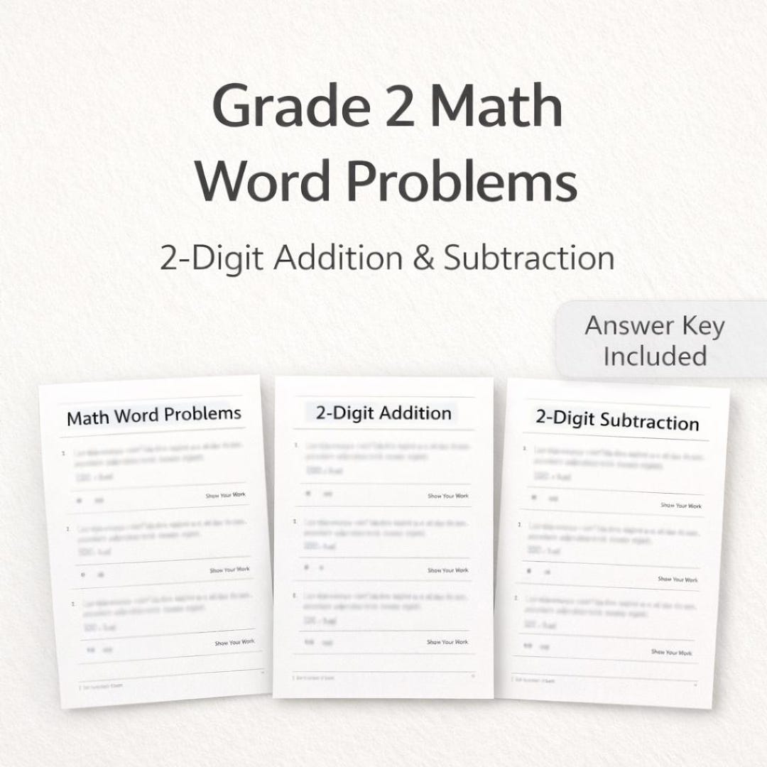 Grade 2 Math Word Problems Worksheets | 2-digit Addition & Subtraction ...