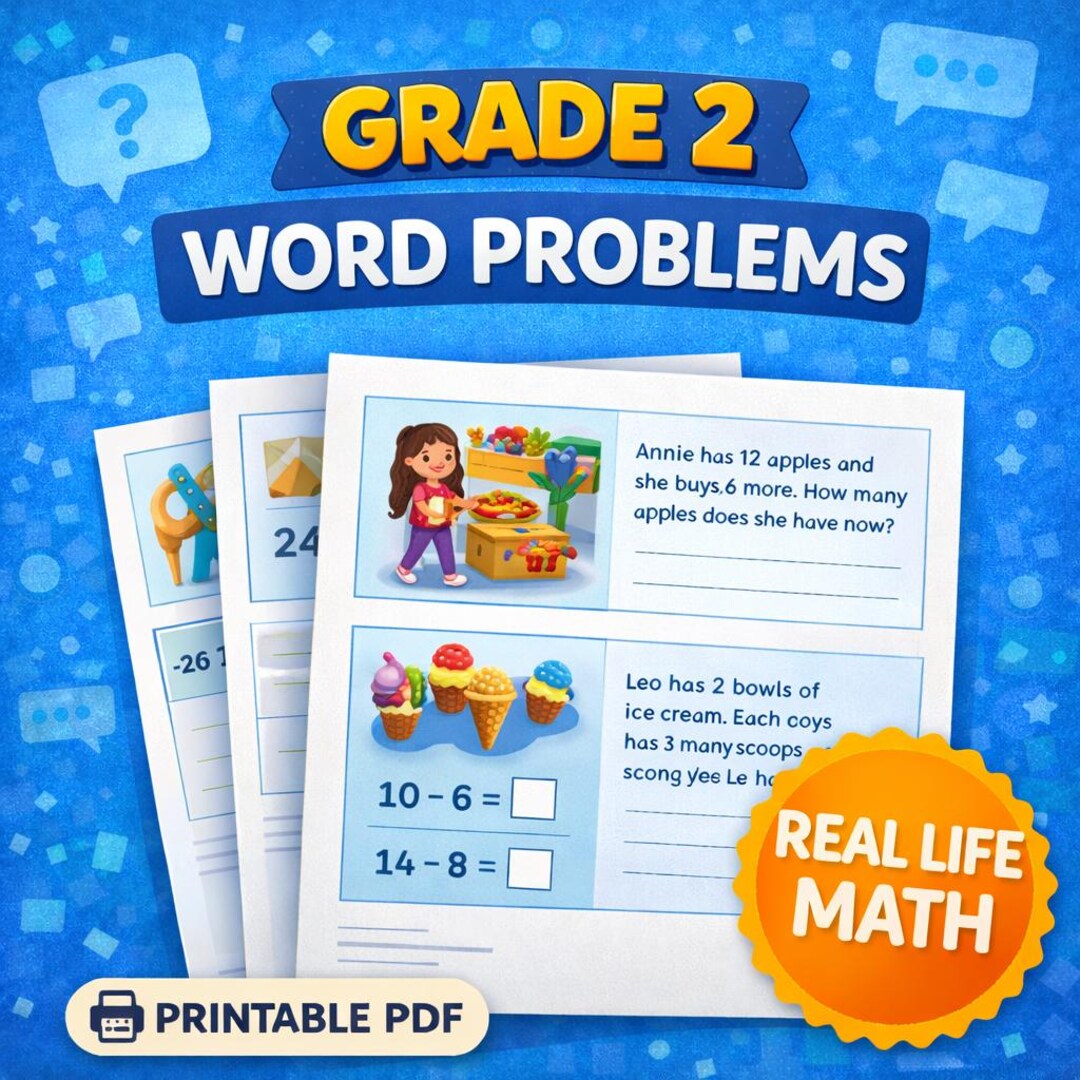 Grade 2 Math Word Problems Worksheets | 2-digit Addition & Subtraction ...