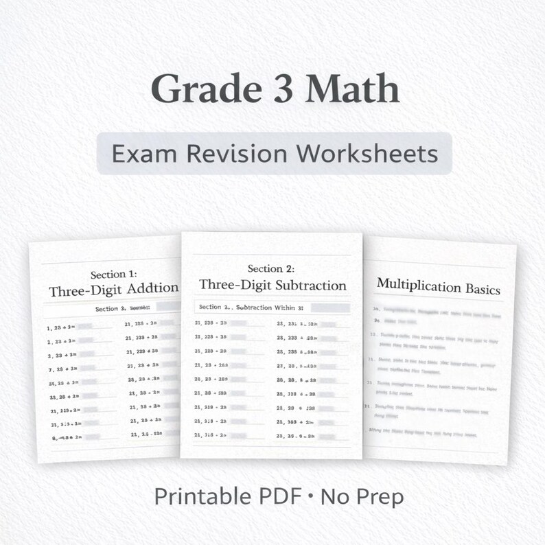 3 Class Math Worksheets Pdf Grade 3 Math Revision Worksheets | Addition Subtraction Multiplication ...