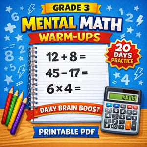 Grade 3 Math Warm-Ups | 20 Days Mental Math Practice (PDF Download)