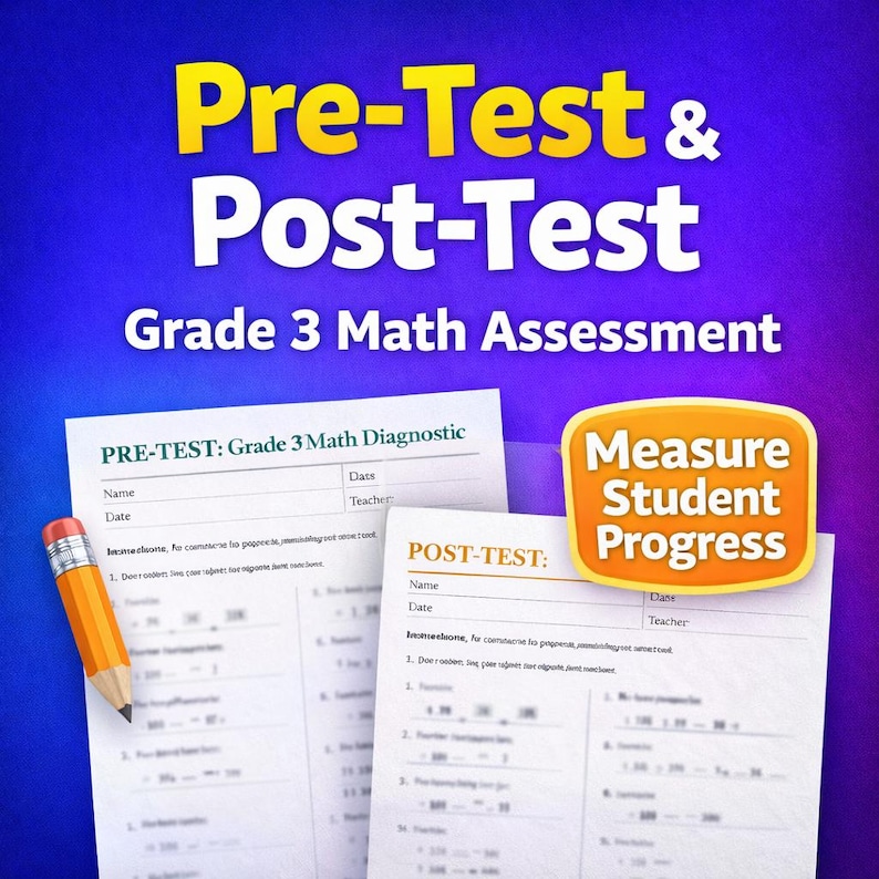 Grade 3 Math Pre-test & Post-test | Diagnostic Assessment (PDF Download ...