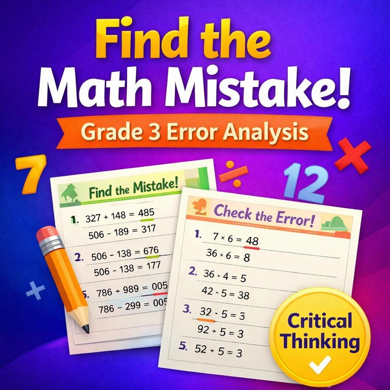 Grade 3 Math Error Analysis Worksheets | Printable PDF With Answer Key ...
