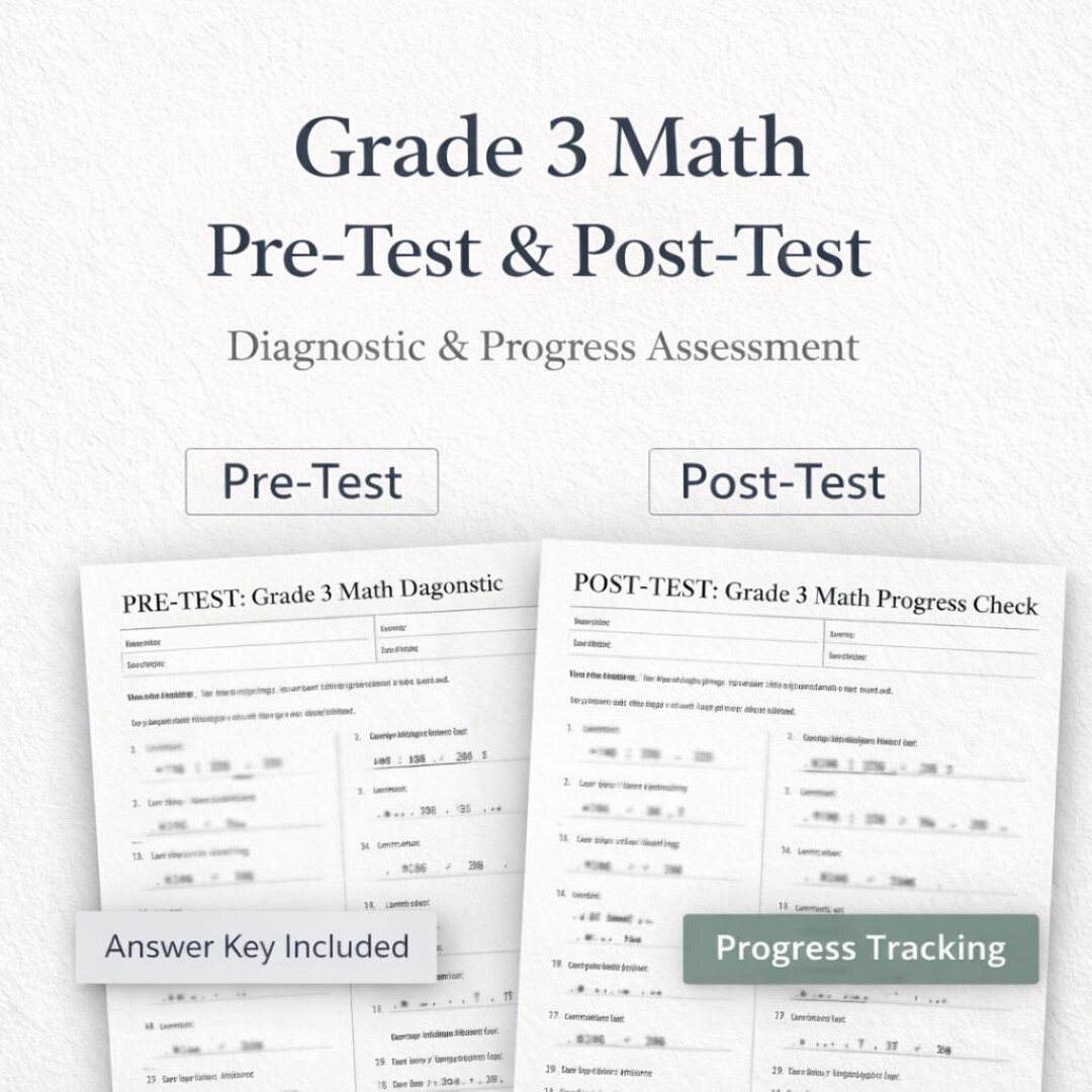 Grade 3 Math Pre-test & Post-test | Diagnostic Assessment (PDF Download ...