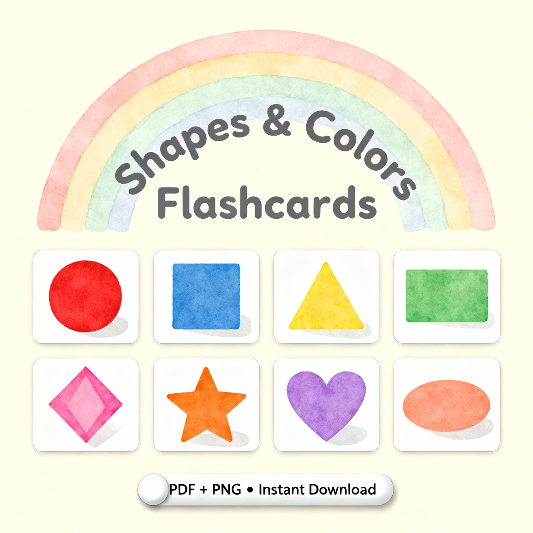 Shapes and Colors Flashcards | Preschool Early Learning Printable PDF ...