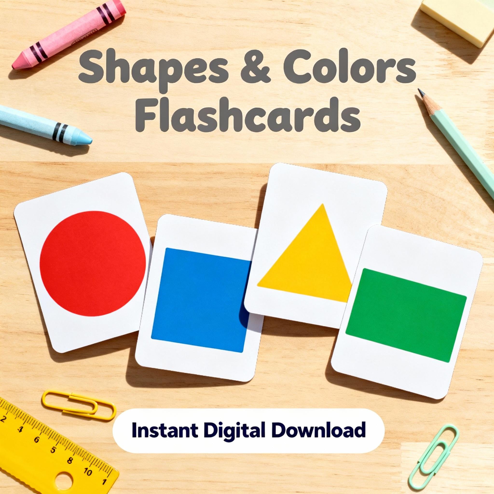 Shapes and Colors Flashcards | Preschool Early Learning Printable PDF ...