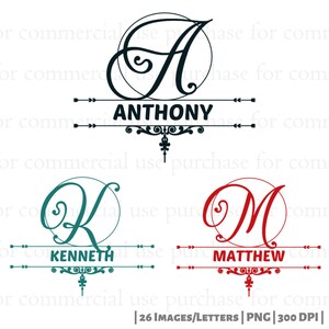 Split Monogram Alphabet PNG/SVG, Split Monogram Frame Alphabet, Family Monogram, Digital Download, Cut Files, Engraving, 26 png/svg files