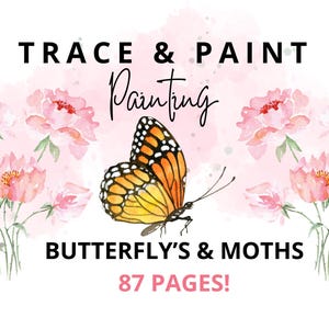 Butterfly Watercolor Trace & Paint Kit, Luna Moth, Flower art, Butterfly Art, Memory Care Kit