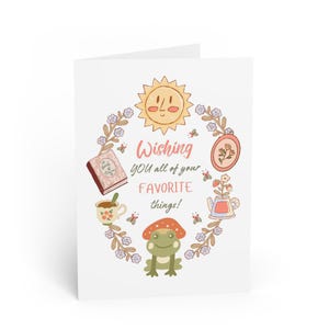 Fröhliche Grußkarten, Geburtstagskarte, Buchliebhaber, Teetrinker, Geburtstagsfrosch, Grußkarte, wünschen Ihnen, Geburtstagsbuch, Buchliebhaber