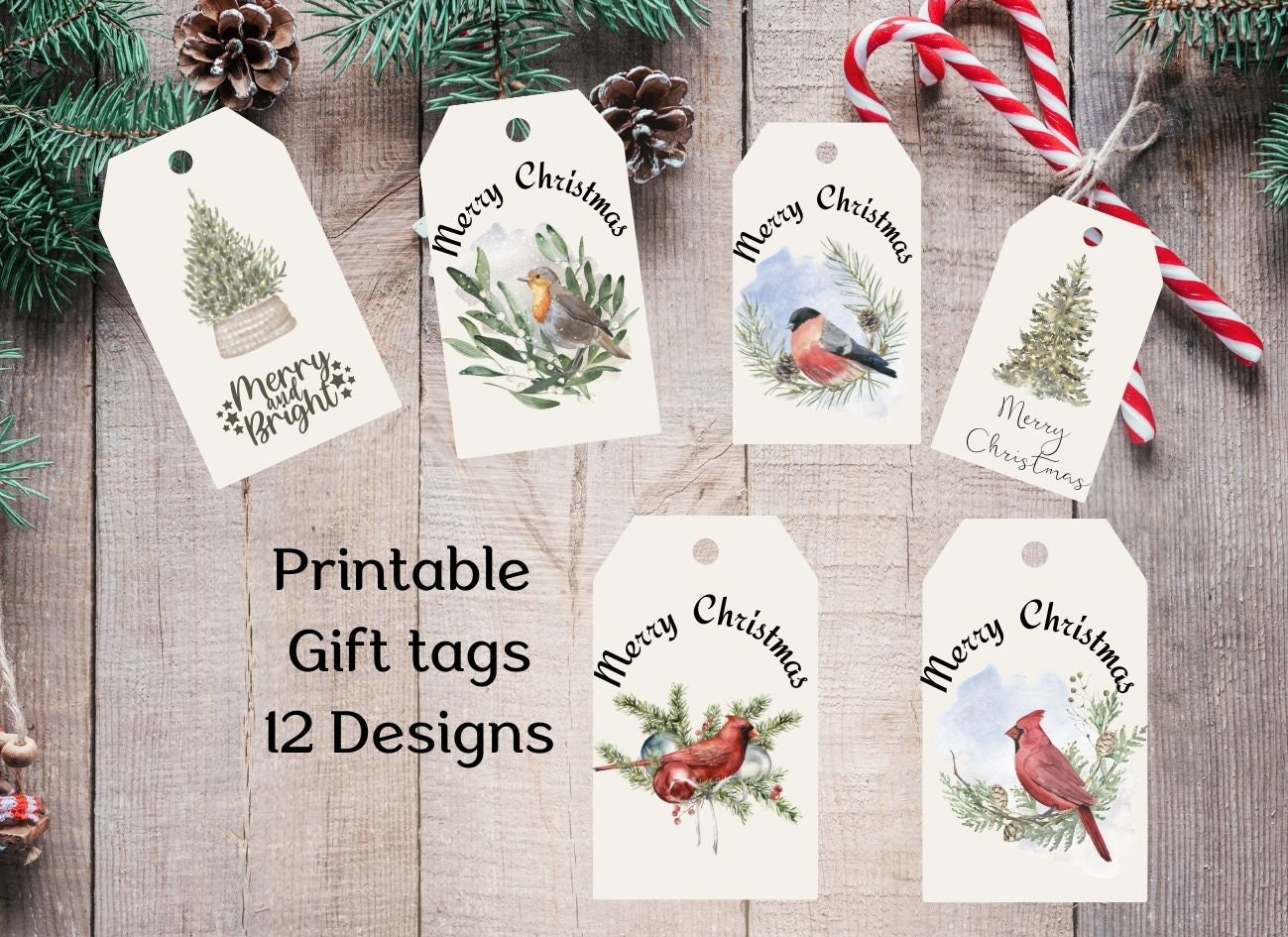 Christmas Gift Tag, Watercolor Foliage Gift Tag, Holiday Gift Label  Template, Personalized Christmas Tags, Instant Download Edit Corjl 489 -  Essem Creatives