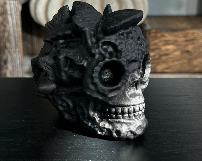 Black Obsidian Butterfly Skull