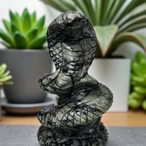 2.5LB Serpentine Jade Cobra Snake Carving